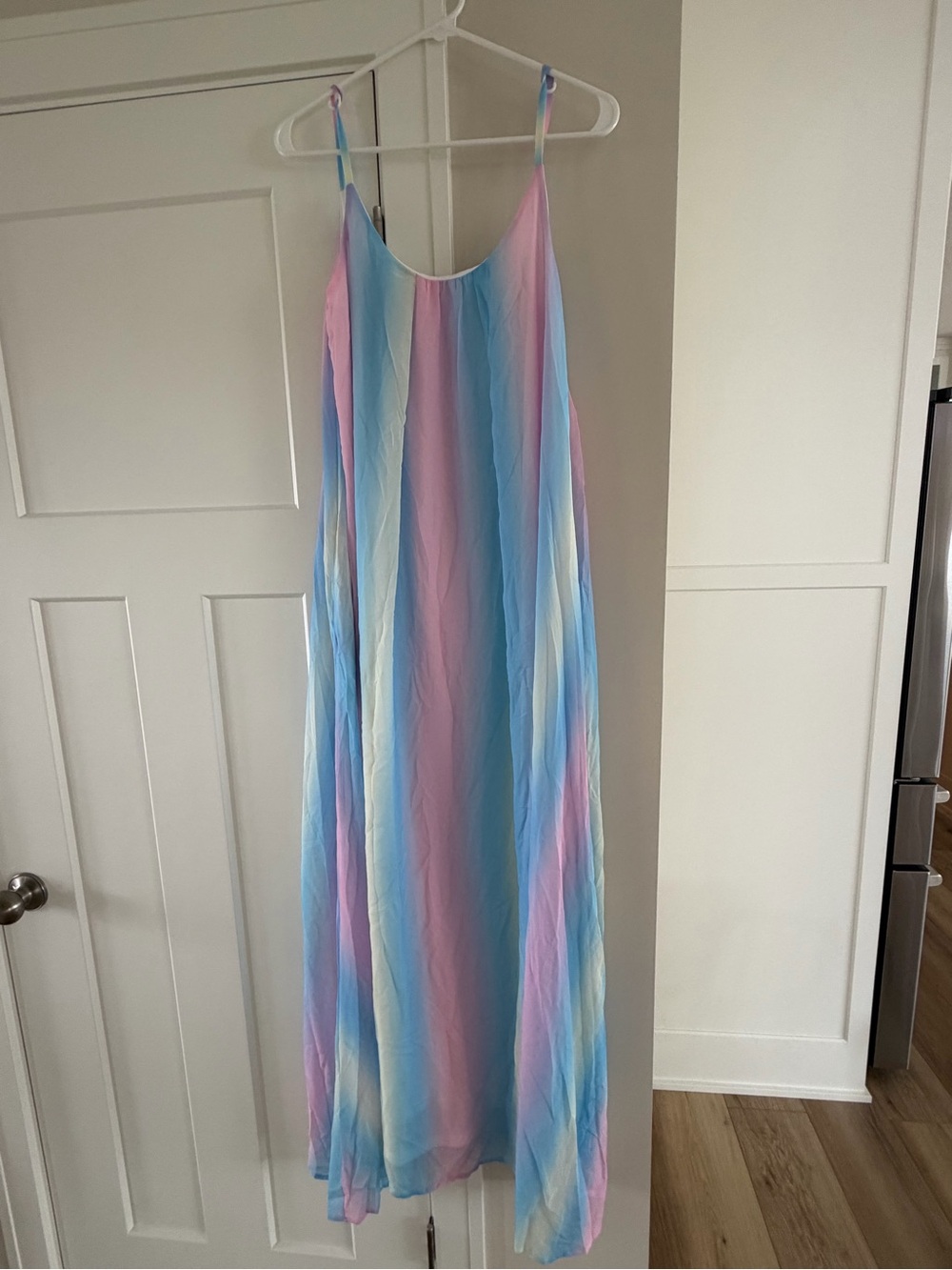Pink Lily Pastel Rainbow Maxi Slip Dress - Blue Pink Cream